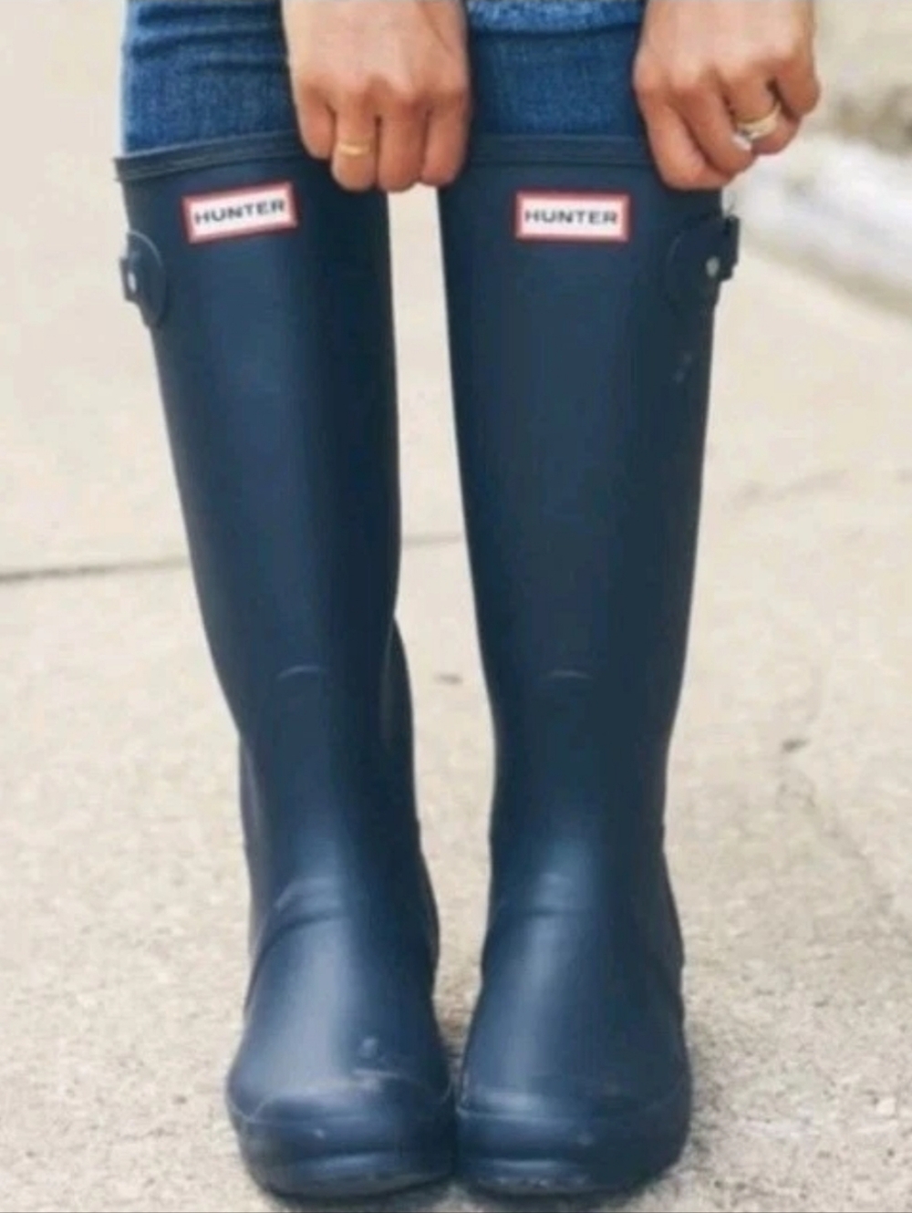HUNTER Original TALL matte NAVY Blue BOOTS rainboots womens US 6.5 - Picture 2 of 5